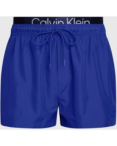 Calvin Klein Double Waistband Swim Shorts - Ck Steel - Blue