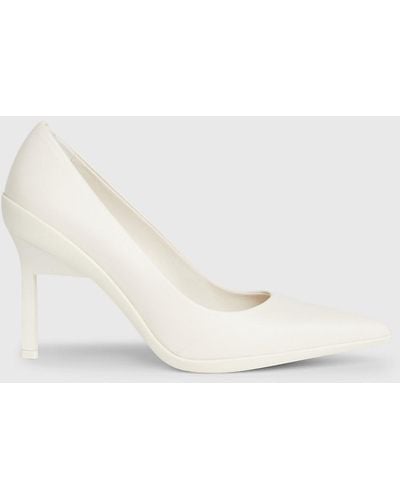 Calvin Klein Leather Stiletto Court Shoes - Natural