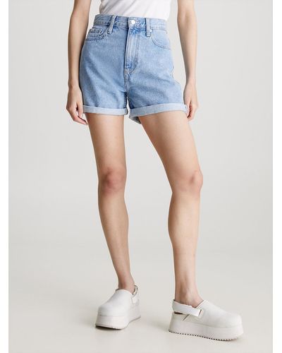 Calvin Klein Denim Mom Shorts - Blue