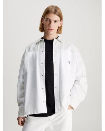 Calvin Klein Oversized Cotton Twill Shirt Jacket - White