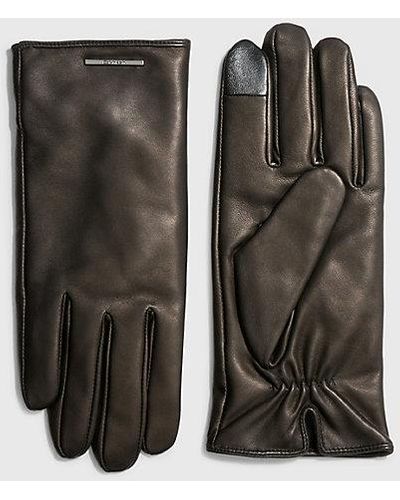 Calvin Klein Guantes de piel - Negro