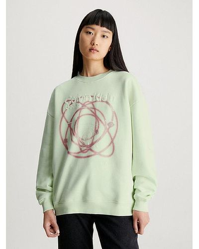 Calvin Klein Boyfriend Sweatshirt Met Print - Wit