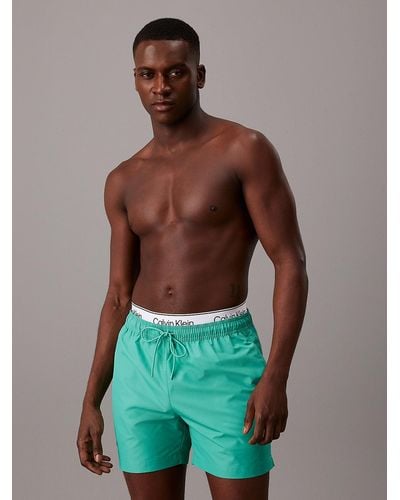 Calvin Klein Double Waistband Swim Shorts - Green