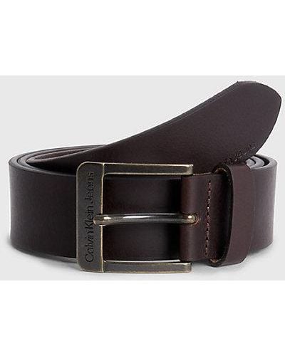 Calvin Klein Leather Belt - - Brown - Men - 80 Cm - Meerkleurig