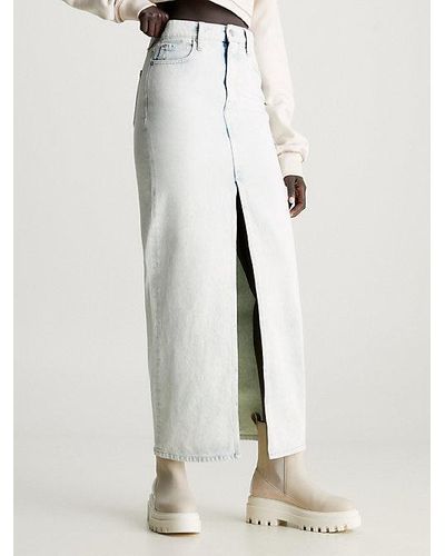Calvin Klein Falda larga denim - Blanco