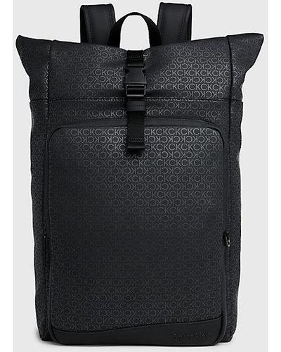 Calvin Klein Rolltop-Rucksack mit Logo - Schwarz