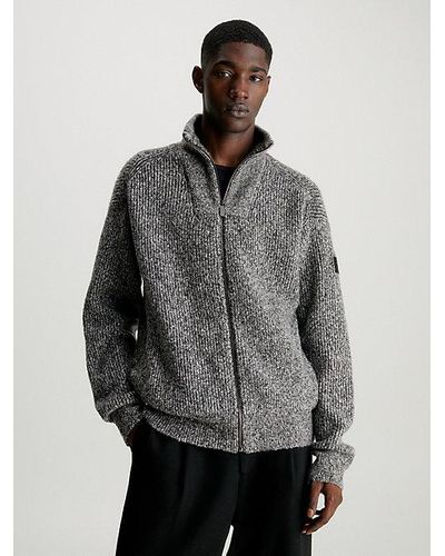 Calvin Klein Cardigan mit Reißverschluss aus Wollgemisch - Grau