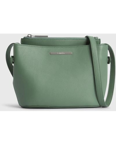 Calvin Klein Faux Leather Crossbody Bag - Green