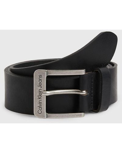 Calvin Klein Leather Belt - - Black - Men - 115 cm - Noir