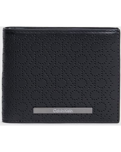Calvin Klein Leather Rfid Billfold Logo Wallet - Black