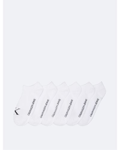 Calvin Klein Monogram No Show 6-pack Socks - White
