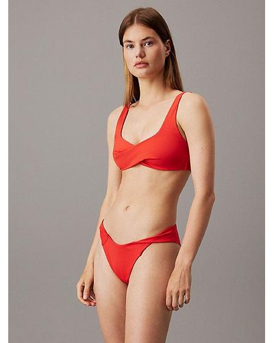 Calvin Klein Partes de abajo de bikini tipo brasileña - CK Structured Twist - Rojo