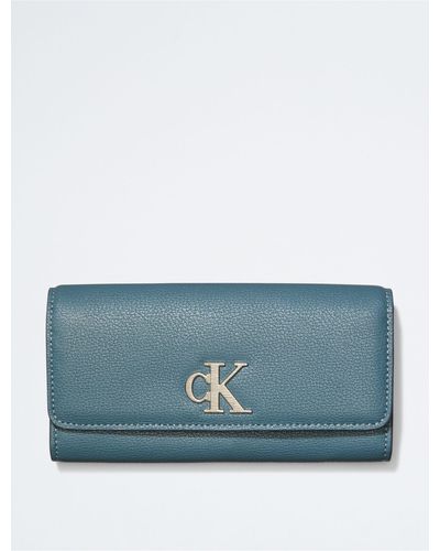 Calvin Klein Monogram Logo Longfold Wallet - Blue