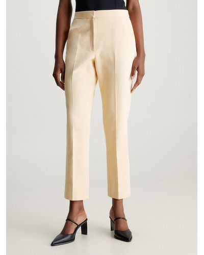 Calvin Klein Pantalon longueur cheville slim en gabardine - Neutre