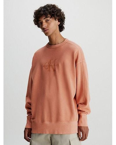 Calvin Klein Oversized Sweatshirt Met Monogram - Bruin