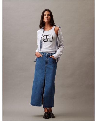 Calvin Klein Denim Maxi Skirt - Blue