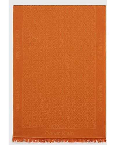 Calvin Klein Bufanda jacquard con logo de lana - Naranja