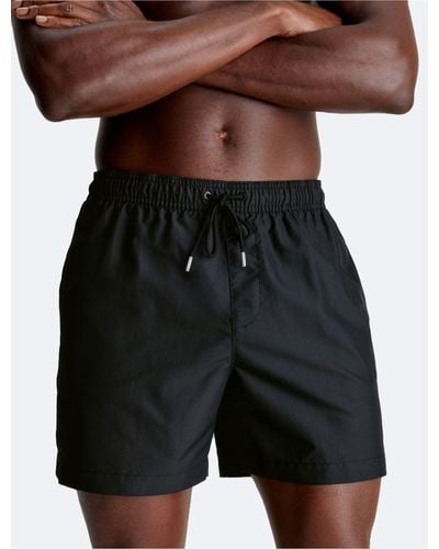 Calvin Klein Side Logo Medium Drawstring Swim Shorts - Black