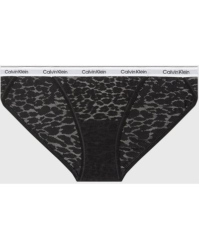 Calvin Klein Culottes taille basse en dentelle - Noir