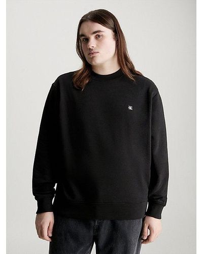 Calvin Klein Sudadera de felpa de algodón de talla grande - Negro