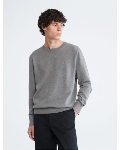 Calvin Klein Smooth Cotton Sweater - Gray