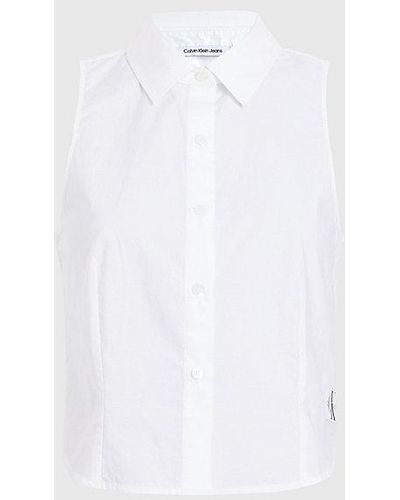 Calvin Klein Mouwloos Overhemd Van Katoenpopeline - Wit