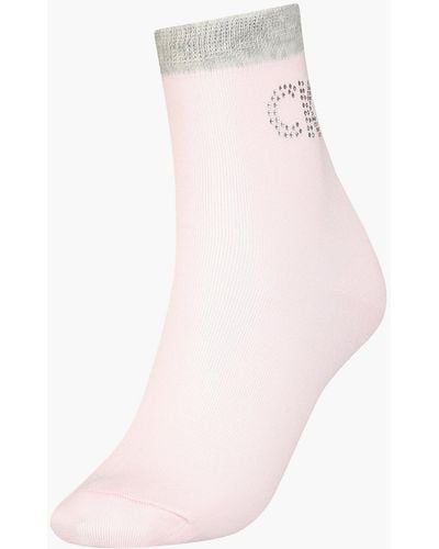 Calvin Klein Crystal Logo Crew Socks - Pink