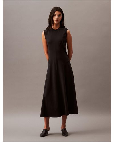 Calvin Klein Cotton Jersey A-line Midi Dress - Multicolor