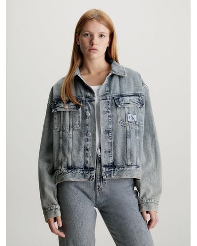 Calvin Klein Veste en jean boxy - Gris