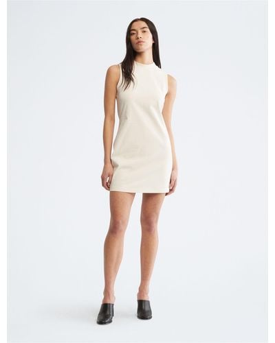 Calvin Klein Ribbed Mock Neck Sheath Dress - White