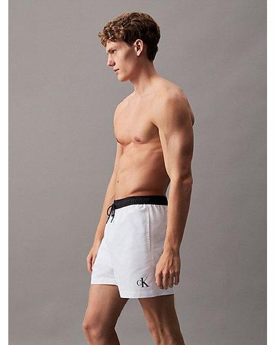 Calvin Klein Bañador de largo medio con cordón - CK Monogram - Gris