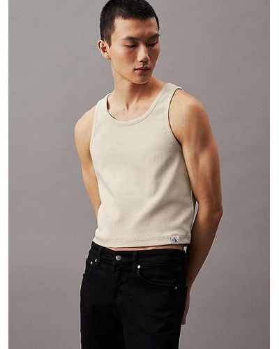 Calvin Klein Tanktop aus gerippter Baumwolle - Grau