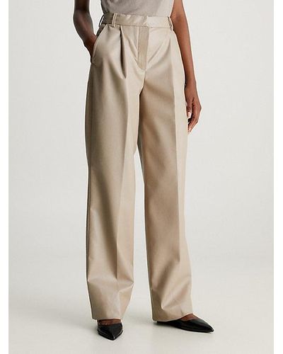 Calvin Klein Pantalones de cuero regenerado - Neutro