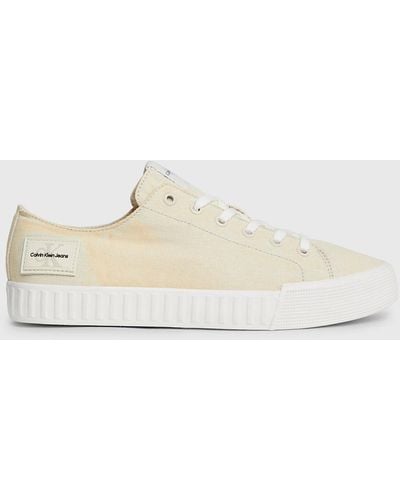 Calvin Klein Washed Canvas Trainers - Natural