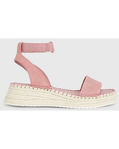 Calvin Klein Espadrille Sandalen Met Sleehak Van Suède - Roze