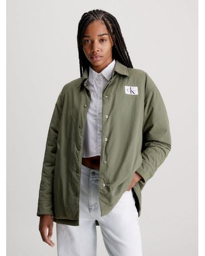 Calvin Klein Reversible Satin Shirt Jacket - Green