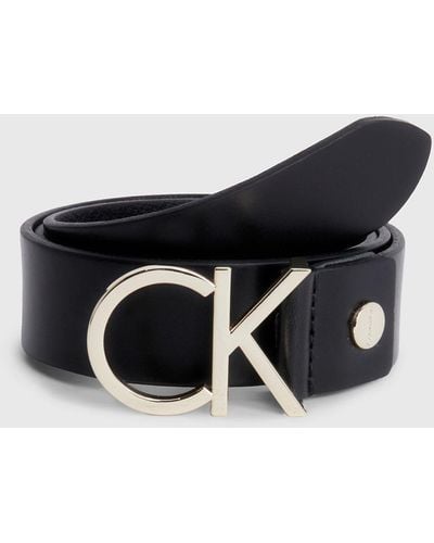 Calvin Klein Leather Logo Belt - - Black - Women - 75 Cm