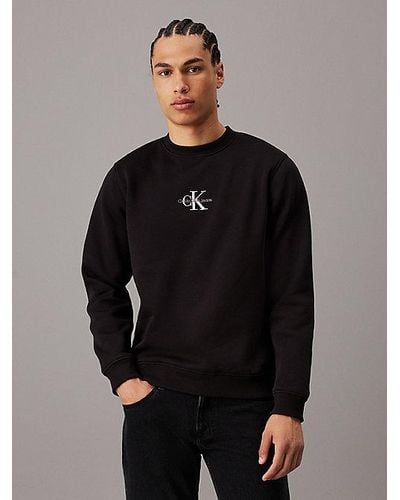 Calvin Klein Fleece Sweatshirt Met Monogram - Grijs