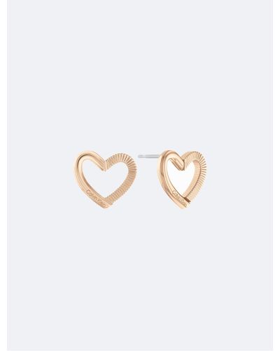 Calvin Klein Minimalistic Hearts Stud Earrings - White