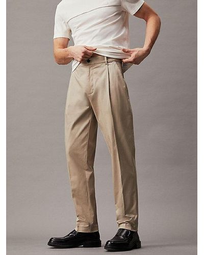Calvin Klein Cropped Tapered Pantalon - Naturel