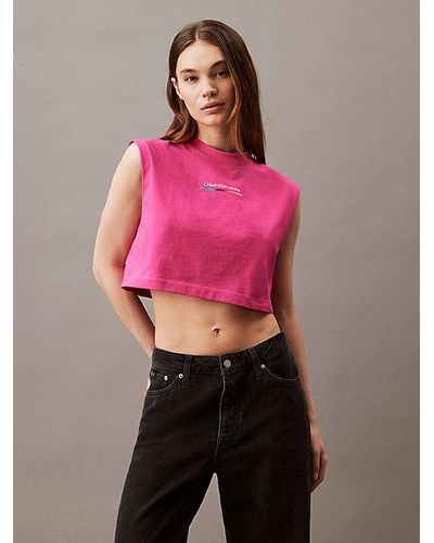 Calvin Klein Slim Monogram T-shirt - Pride - Roze