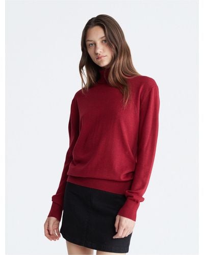 Calvin Klein Merino Turtleneck Sweater - Red