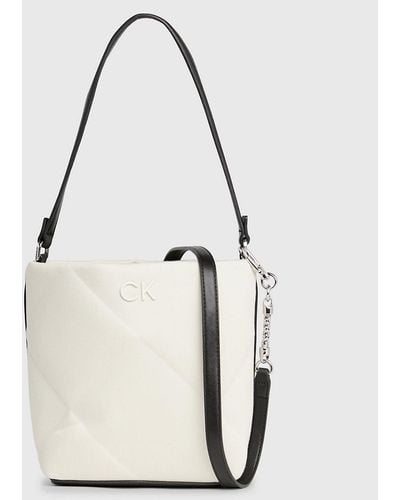 Calvin Klein Quilted Canvas 2-in-1 Bucket Bag - White