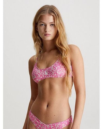 Calvin Klein Bralette Bikinitop - Ck Leopard - Roze