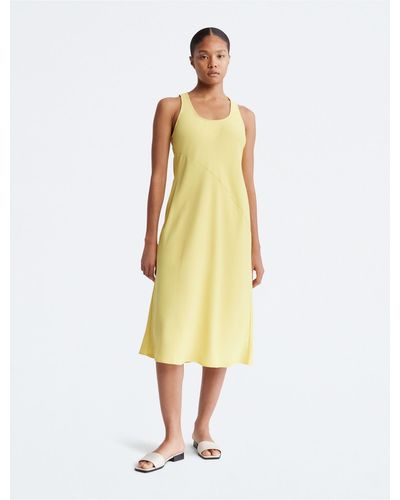 Calvin Klein Scoopneck Midi Tank Dress - Yellow