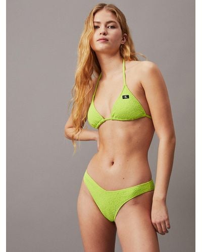 Calvin Klein Triangle Bikini Top - Ck Monogram Texture - Green