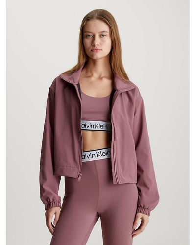 Calvin Klein Cropped Zip Up Jacket - Purple