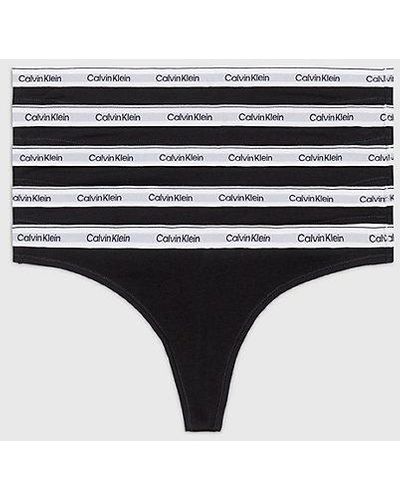 Calvin Klein 5-pack Strings Met Lage Taille - Modern Logo - Zwart