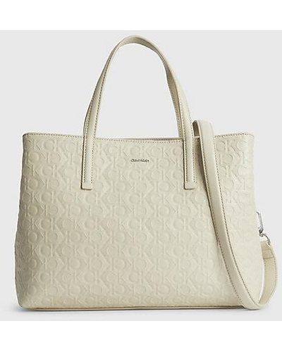 Calvin Klein Gerecyclede Tote Bag Met Logo - Naturel