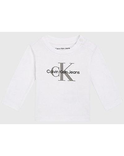 Calvin Klein Camiseta de manga larga para recién nacidos - Blanco